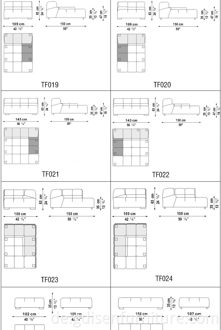 Minimalistische modulare Sofa moderner Stil Tufty Time groß und kleines Wohnzimmersofa im Stoff und Holzrahmen